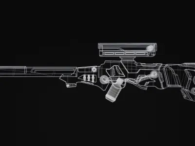 Zyphon Rifle Scifi Game Ready Low-poly 3D model