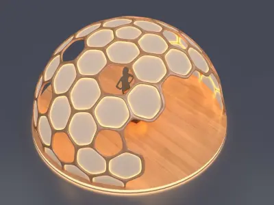 Kiosk hexagonal dome with lights 3D model