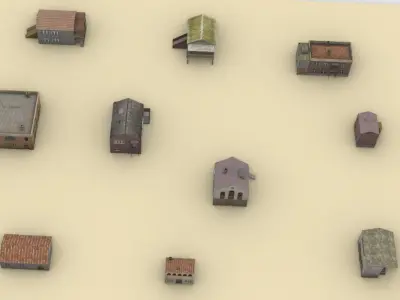 10 house ideas Low-poly 3D model