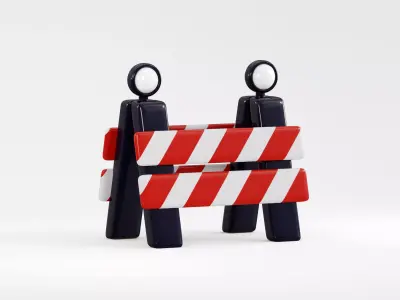 Cartoon Road Berrier Low-poly 3D model