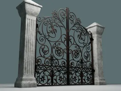 Reja exterior de hierro forjado 3D model