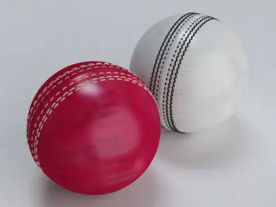 Cricket Ball Standard and Warn Low-poly 3D model