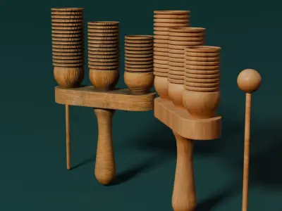 Wooden Agogo 3D model