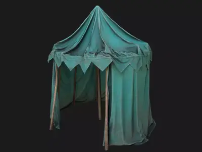 Cylindrical Tent Market Stalls   Low-poly 3D model