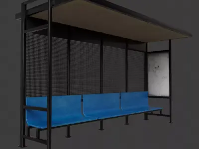 Bus Stop Low-poly 3D model