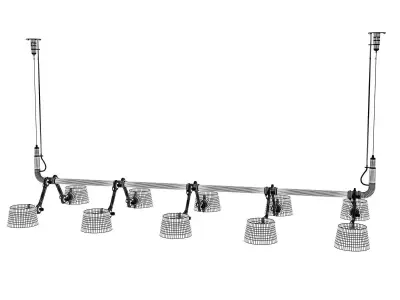 B P 10 P light fixture with six lamps hanging from it 3D model