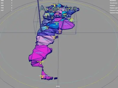 Argentina map region geography political geographic 3D model