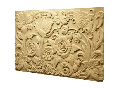 Modern Wall Panel Relief for CNC and 3D Printing 2000x1500x22mm 3D model