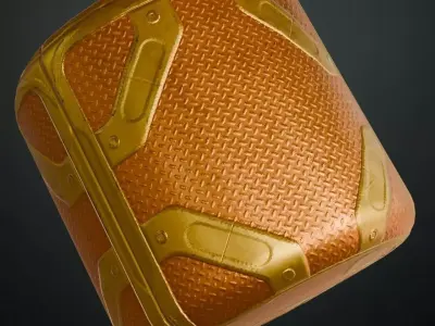 Orange Metal Plate PBR Seamless Texture