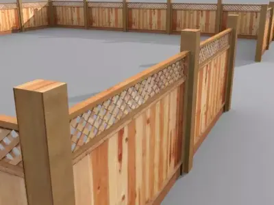 Fence 1 wooden with lattice 3D model