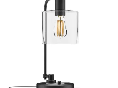Black Desk Lamp with Glass Shade 3D model