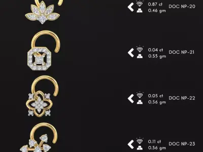 The Ultimate 250 plus  Diamond Nose Pin CAD Pack 3D print model