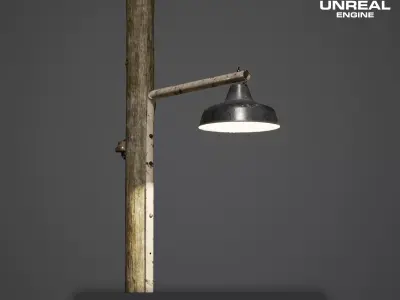 Wood Street Light Pole - Low-Poly 3D model Low-poly 3D model