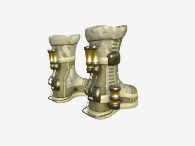 SciFi Boots A08 Desert Camouflage - Character Design Fashion Low-poly 3D model