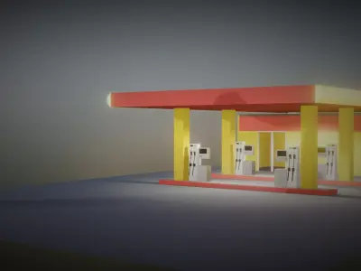 Lowpoly gas station  Low-poly 3D model