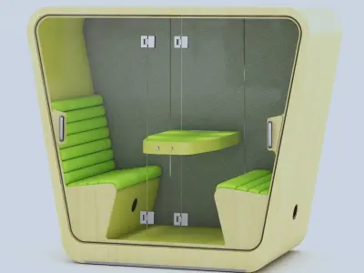 Office phone booth Low-poly 3D model