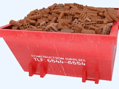 Industrial Container with concrete bricks 2 3D model