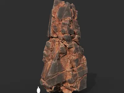 Low poly Black Yellow Cliff Modular 211126 Low-poly 3D model