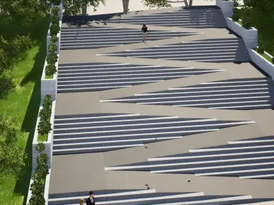 STAIR AND RAMP Low-poly 3D model