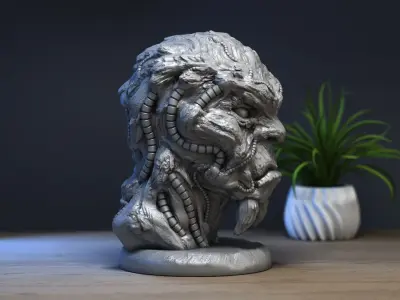 Demon creature Headphone Stand Cyborg Headset Stand 3D print model purchase