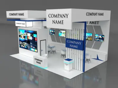 Booth Exhibition Stand Stall 6x9m Height 500 cm 3 Side Open 3D model