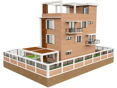 Modern Brick House 2 3D model