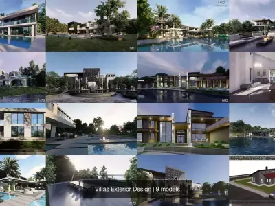 Villas Exterior Design 3D Model Pack