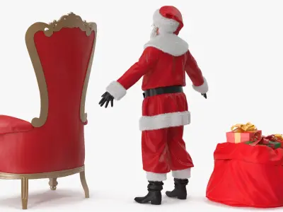  Santa Claus with Open Bag and a Throne Chair 