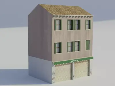 Apartment Building Restaurant - Low-poly PBR Low-poly 3D model