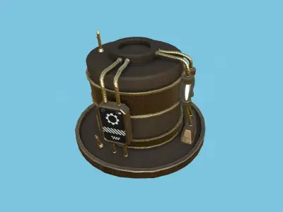 Steampunk Hat 01 Bronze Cooper - SciFi Character Design Low-poly 3D model