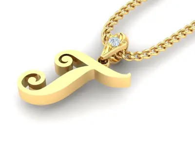 Alphabet V3 Light Gold  Font Pendant T 3D print model