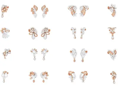 49 High Jewelry Diamond Earrings 3dm stl renders details  3D Model Pack
