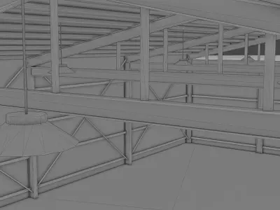 Industrial Hangar Warehouse Low-poly 3D model