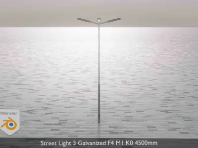Street Light 3 Galvanized F4 M1 K0 4500mm Low-poly 3D model