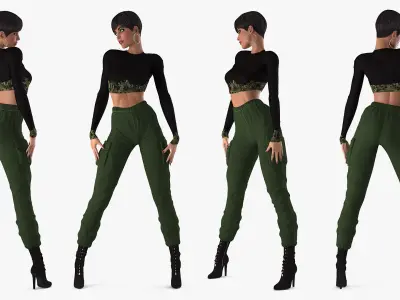  Fashionable Female Rigged for Cinema 4D 