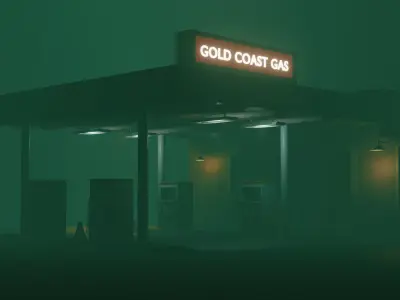 Gas station environment scene Low-poly 3D model