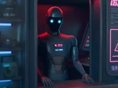NeoKiosk - Cyberpunk Kiosk - Robot Character Low-poly 3D model