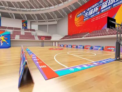 Modern Indoor Basketball Stadium Gymnasium Low-poly 3D model