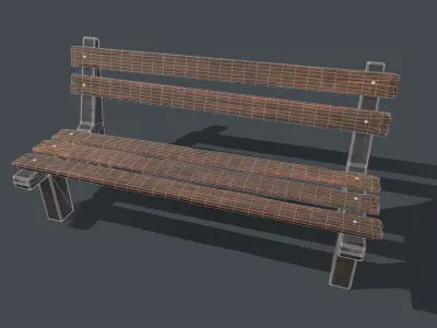 Bench wooden Low-poly 3D model shop