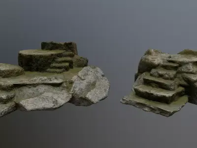 Altar Set piece of rock Low-poly 3D model