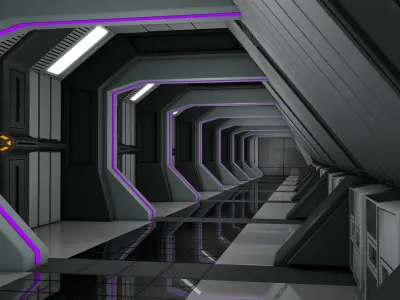 Sci Fi Corridor  3D model 11