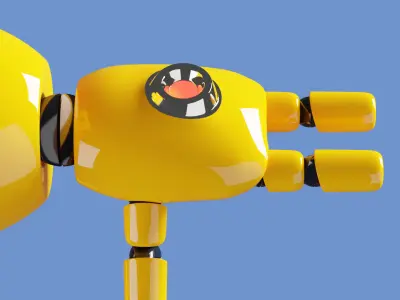 Simple Cute Cartoon Robot Character 3d Model 3D model