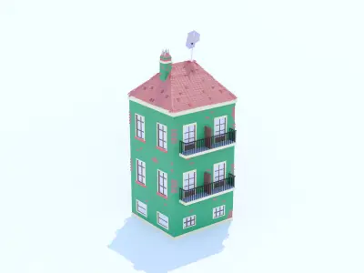 Italian Building number 3 Lowpoly Low-poly 3D model