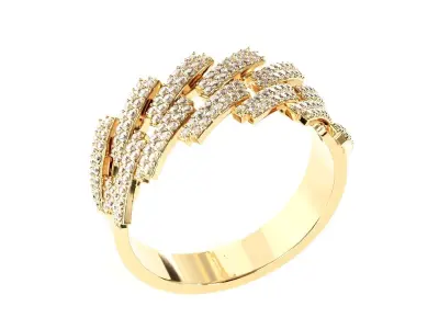 Diamond cuban link half band ring-2 3D print model