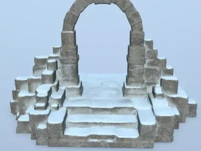 gate 1 stone archway in snow Low-poly 3D model
