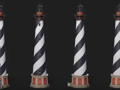 Cape Hatteras Lighthouse Tower Low-poly 3D model