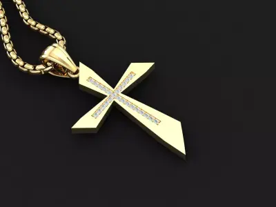 High Cross Pendant Light Gold 18K 3CP008 3D print model