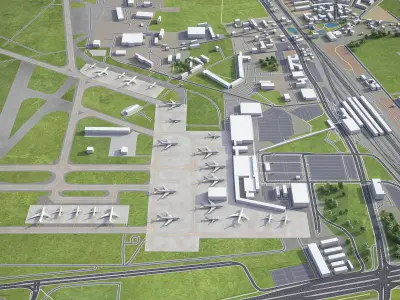 Berlin - Schonefeld Airport - SXF Low-poly 3D model