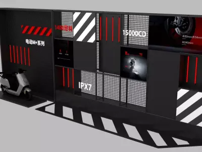 Industrial-style display racks and display props 3D model