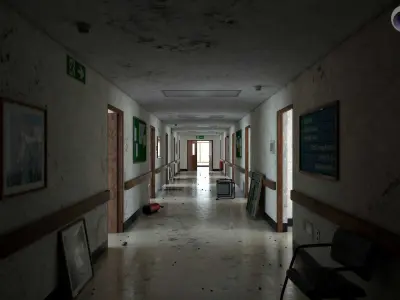 Abandoned Hospital Corridor Low-poly 3D model